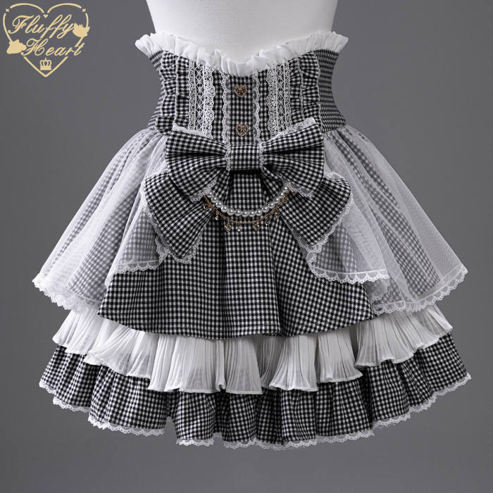 Fluffy Heart Dreamy Desserts Japanese Girlish Lace Cake Skirt Jirai Kei Fashion