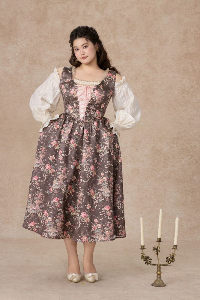 Provence Diary Fake Two Pieces Off Shoulder Floral Plus Size Dresses for Women