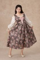 Provence Diary Fake Two Pieces Off Shoulder Floral Plus Size Dresses for Women
