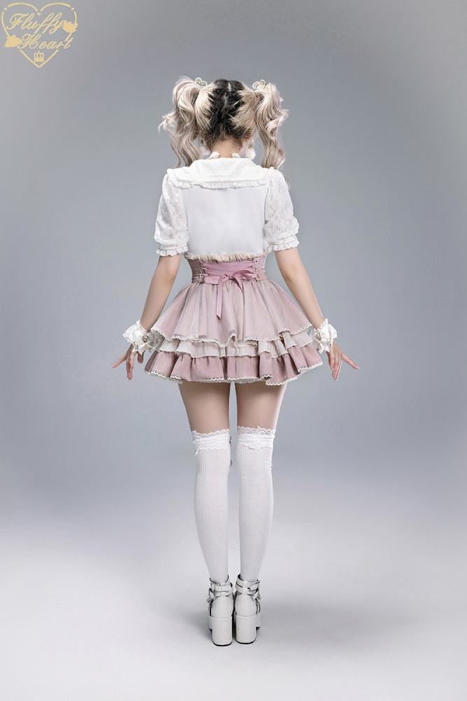 Fluffy Heart Dreamy Desserts Japanese Girlish Lace Cake Skirt Jirai Kei Fashion