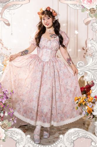 Hard Candy French Retro Printed Plus Size Long Dress