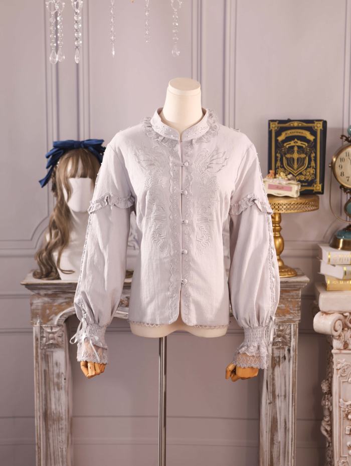 The Splendor of Gold&Siliver Tree Vintage Embroidery Lolita Blouse