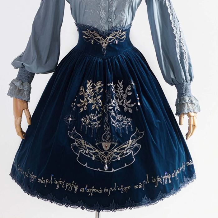 The Splendor of Gold&Siliver Tree Classic Embroidery Lolita Skirt, Jumper Dress, Vest and Cape