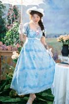 Hard Candy Plus Size Retro French High Waist Regency Era Blue Dress