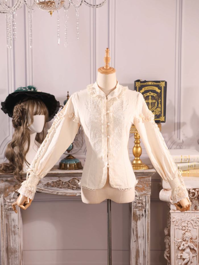 The Splendor of Gold&Siliver Tree Vintage Embroidery Lolita Blouse