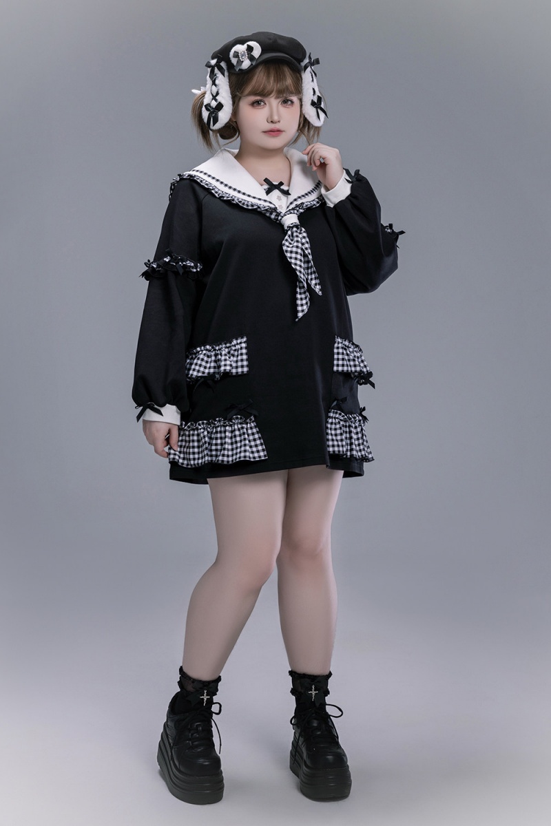 Fluffy Heart Striped Mercury Sailor Collar White Hoodie Jirai Kei