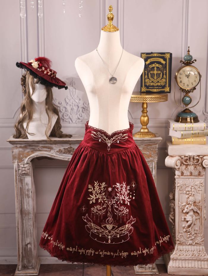 The Splendor of Gold&Siliver Tree Classic Embroidery Lolita Skirt, Jumper Dress, Vest and Cape