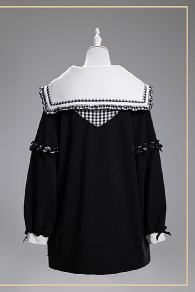 Fluffy Heart Striped Mercury Sailor Collar White Hoodie Jirai Kei Clothing
