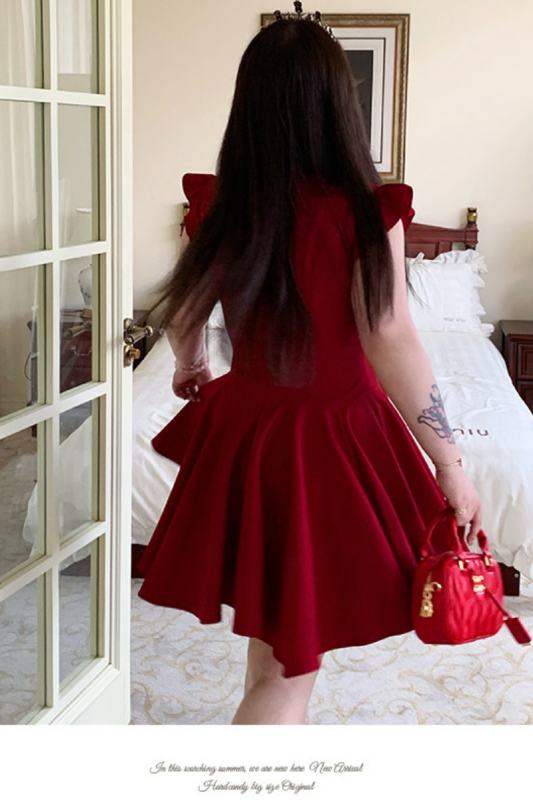 Hard Candy Flared Sleeves Red Plus Size Dress