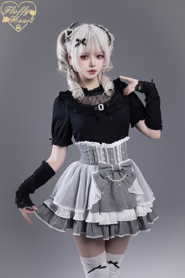 Fluffy Heart Dreamy Desserts Japanese Girlish Lace Cake Skirt Jirai Kei Fashion