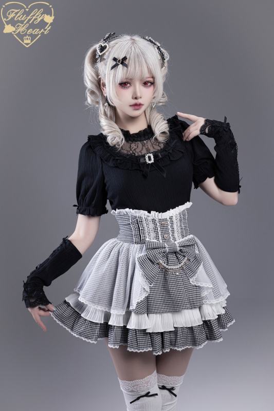 Fluffy Heart Dreamy Desserts Japanese Girlish Lace Cake Skirt Jirai Kei Fashion