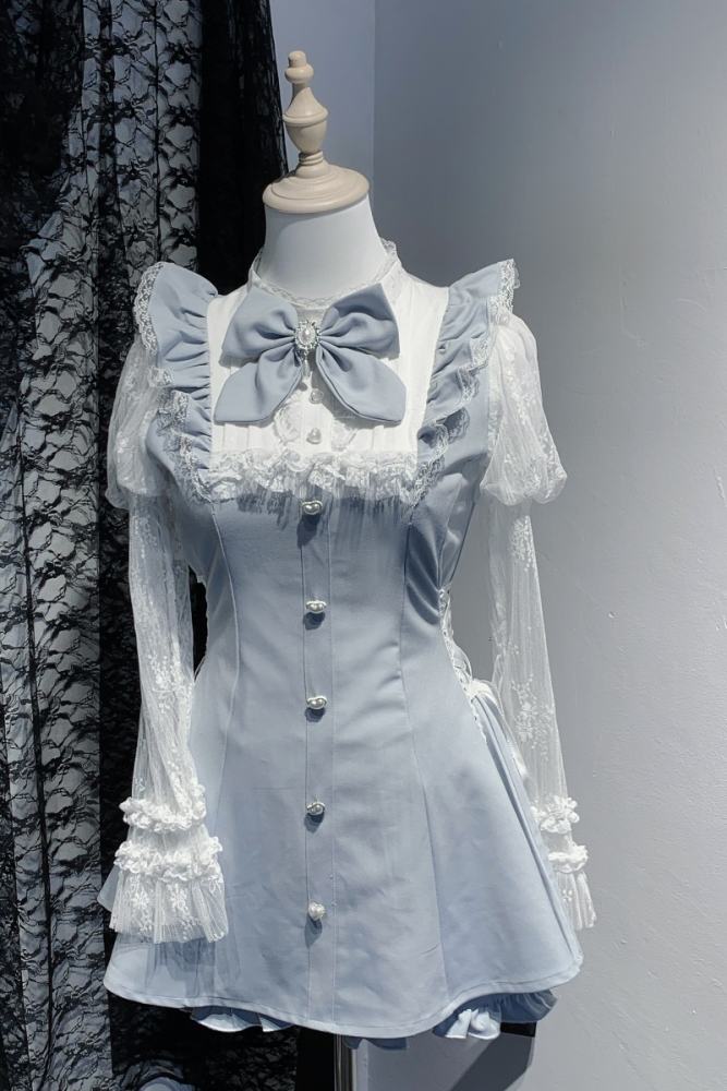 Virtual Paradise Lacework Black White Plaid Set Jirai Kei Outfits
