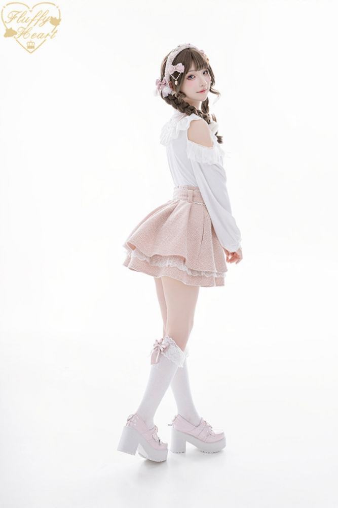 Fluffy Heart Japanese Sugar Pink Skirt Jirai Kei Clothes