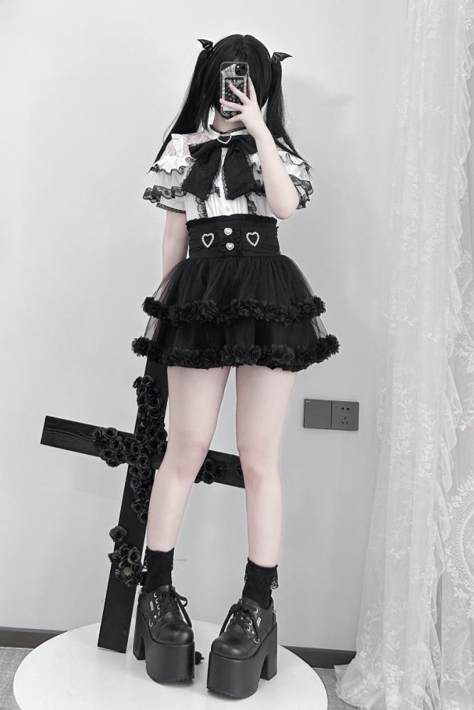 Virtual Paradise Japanese Lacework Blouse Jirai Kei Fashion