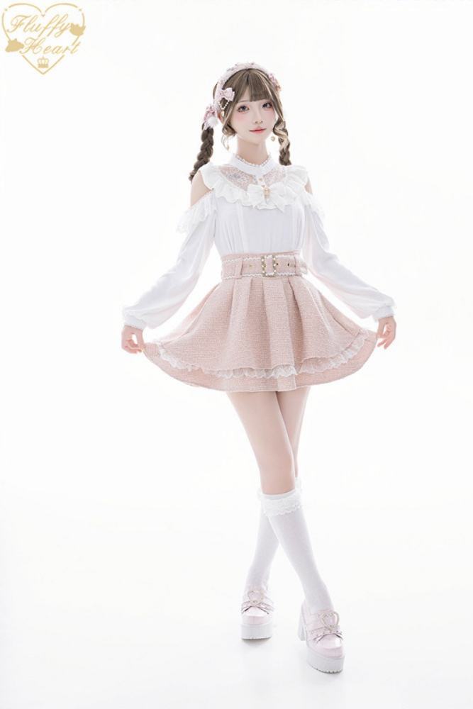 Fluffy Heart Japanese Sugar Pink Skirt Jirai Kei Clothes