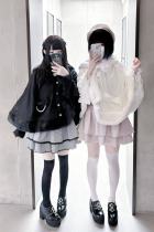 Virtual Paradise Kawaii Rabbit Ear Hooide Beige Cape Jirai Kei Outfits