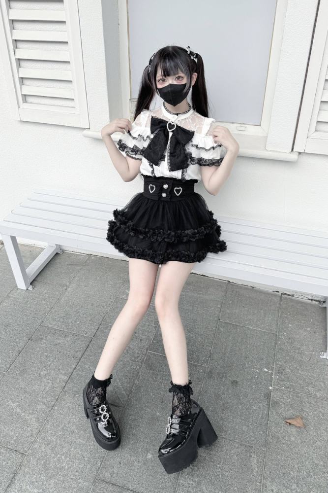 Virtual Paradise Japanese Lacework Blouse Jirai Kei Fashion