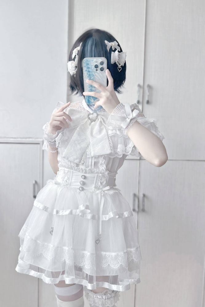 Virtual Paradise Japanese Lacework Blouse Jirai Kei Fashion