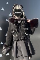 Virtual Paradise Japanese Wool Short Black Coat Jirai Kei Fashion