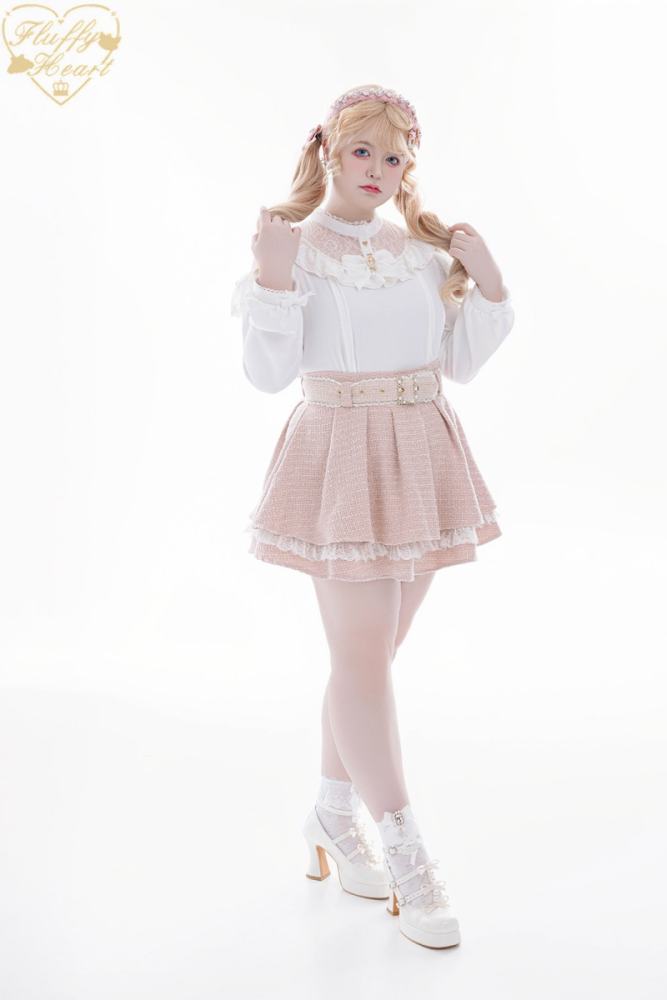 Fluffy Heart Japanese Sugar Pink Skirt Jirai Kei Clothes