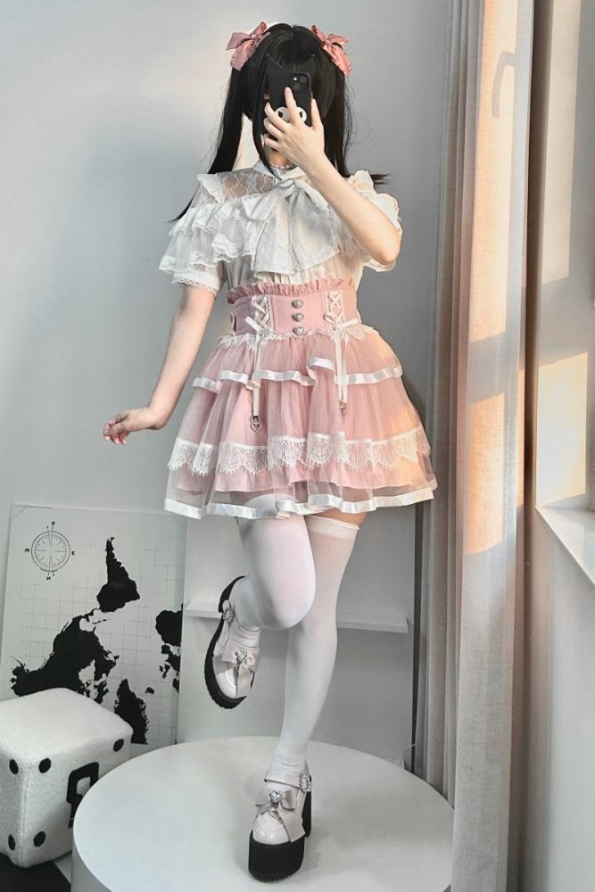 Virtual Paradise Japanese Lacework Blouse Jirai Kei Fashion