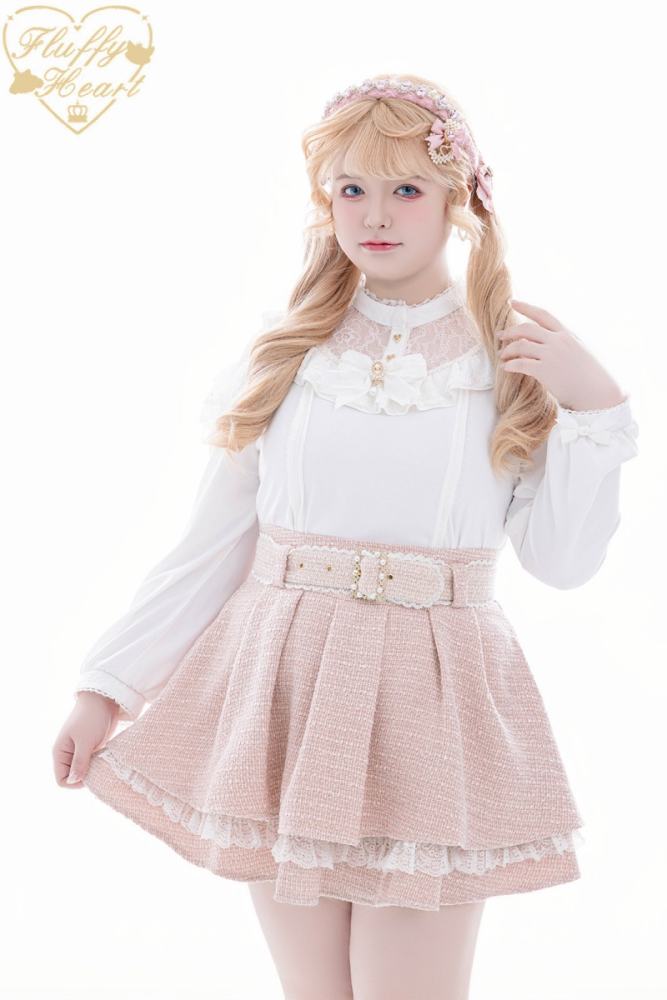 Fluffy Heart Japanese Sugar Pink Skirt Jirai Kei Clothes
