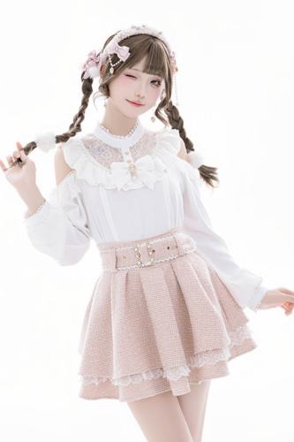 Fluffy Heart Japanese Sugar Pink Skirt Jirai Kei Clothes