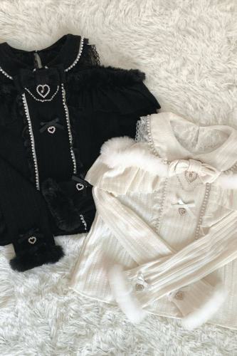 Virtual Paradise Faux Fur Trims Off Shoulder Top Jirai Kei Clothing