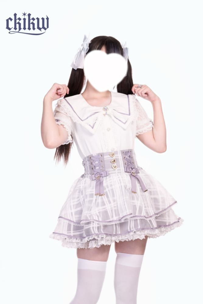 Ckikw Love Sparkle Ribbon Bow White Cake Skirt Jirai Kei Clothes