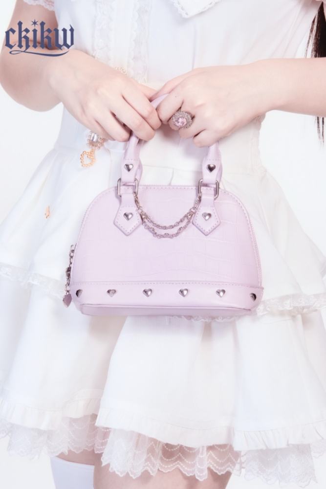 Ckikw Chain Heart Shaped Rivet Blue Crossbody Bag Jirai Kei Fashion