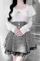 Ckikw Winter Scenery Bow Off Shoulder Straps Shiro Top Jirai Kei Clothing