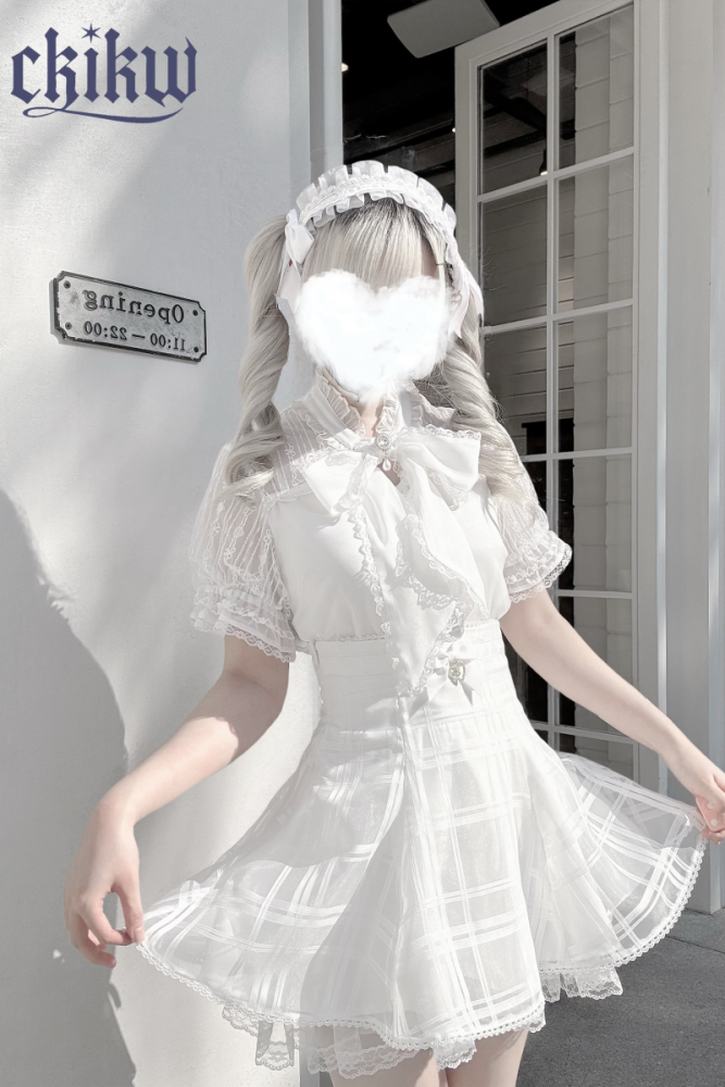 Ckikw Soft Snow Plaid Back Straps Pink Skirt Jirai Kei Outfit