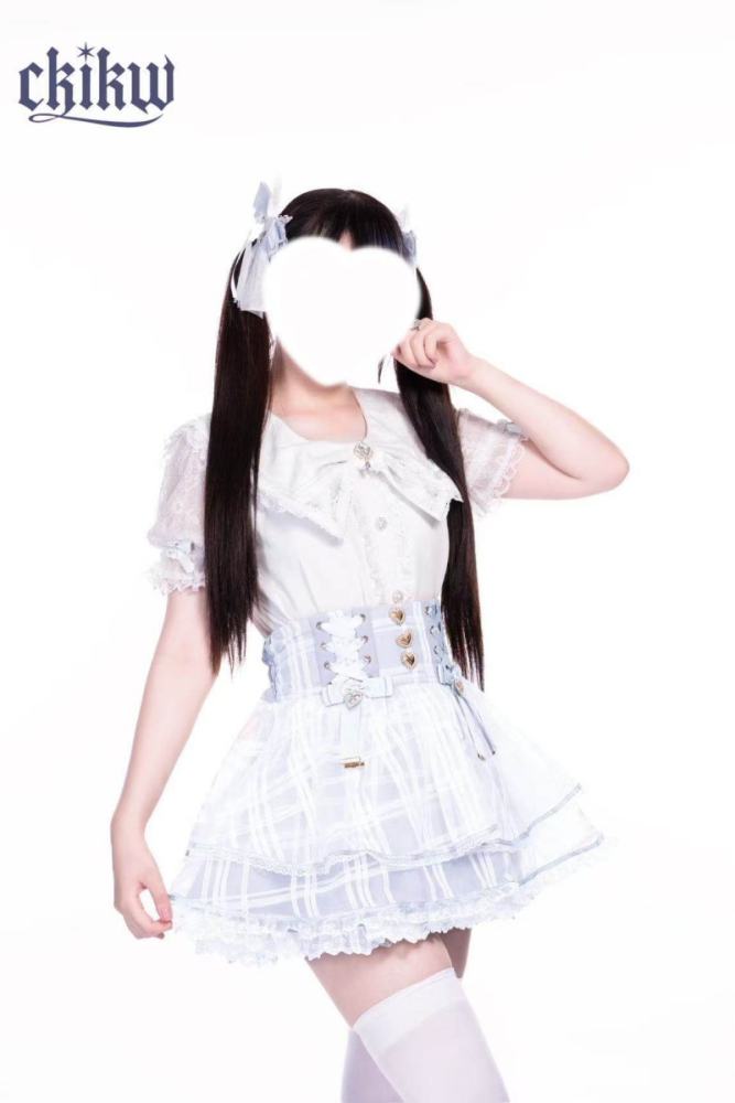 Ckikw Love Sparkle Ribbon Bow White Cake Skirt Jirai Kei Clothes