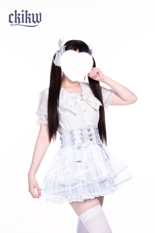 Ckikw Love Sparkle Ribbon Bow White Cake Skirt Jirai Kei Clothes