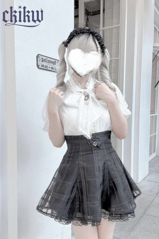 Ckikw Soft Snow Plaid Back Straps Pink Skirt Jirai Kei Outfit