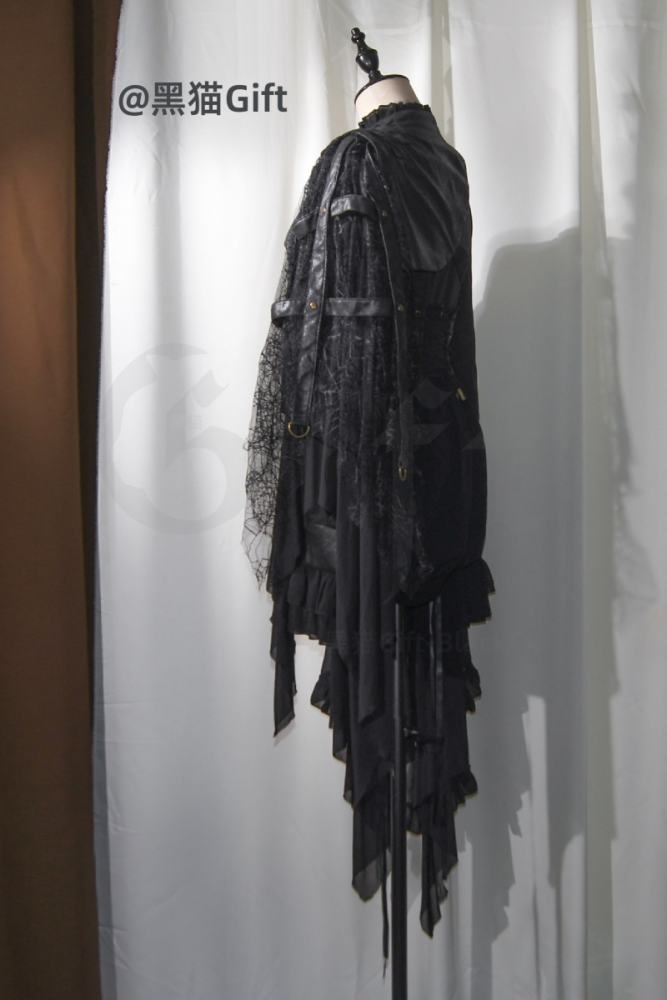 Hei Shan Midnight Black Bloomer Girdle and Shawl Ouji Lolita Gothic Style
