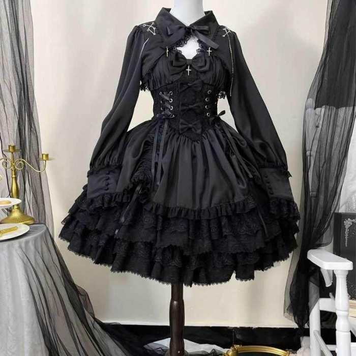 Hanguliang    Cross Medal  BlalkGothic Lolita JSK and Bolero