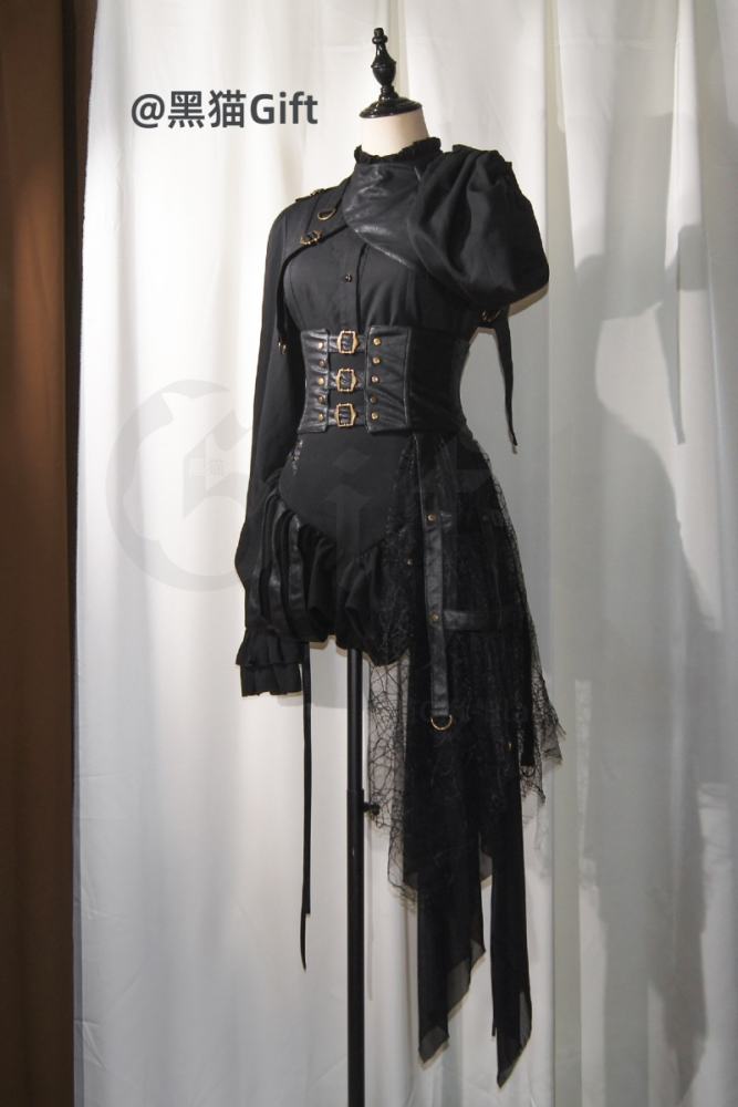 Hei Shan Midnight Black Bloomer Girdle and Shawl Ouji Lolita Gothic Style