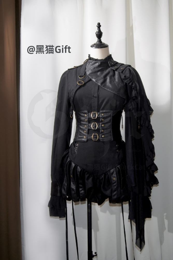 Hei Shan Midnight Black Bloomer Girdle and Shawl Ouji Lolita Gothic Style