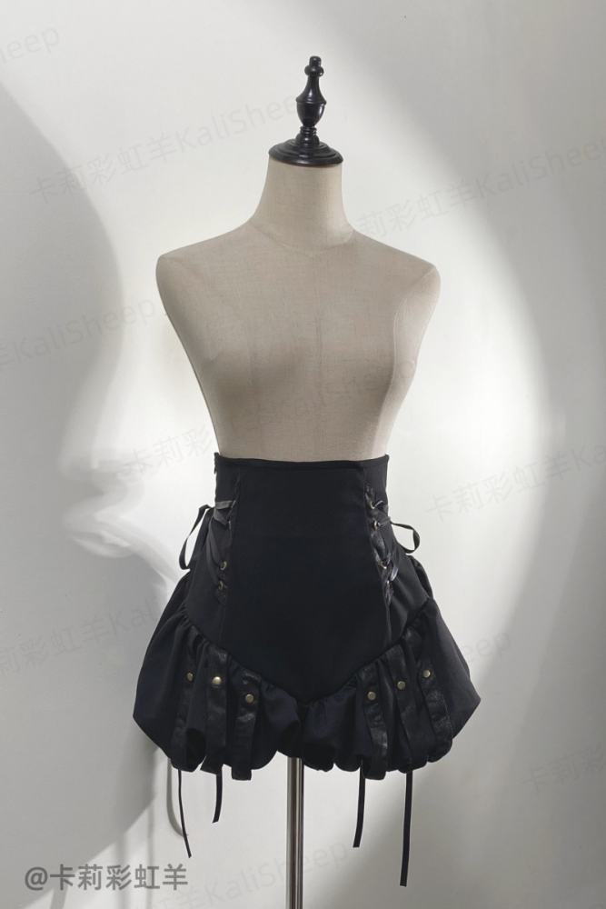 Hei Shan Midnight Black Bloomer Girdle and Shawl Ouji Lolita Gothic Style