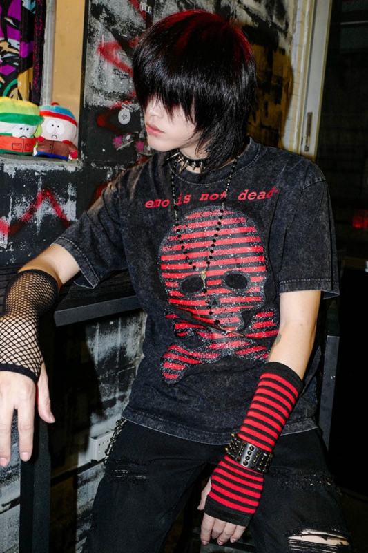 Bizzcut Club Future Infinite Rock Graffiti Punk Black T shirt Jirai Kei Clothing