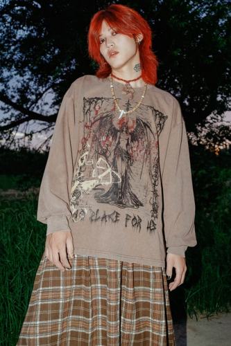 Bizzcut Club Evening Poem Brown Loose Top Jirai Kei Outfit