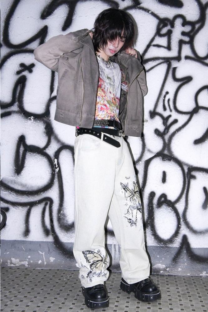Bizzcut Club Punk Subculture Retro Grey Jacket Jirai Kei Fashion