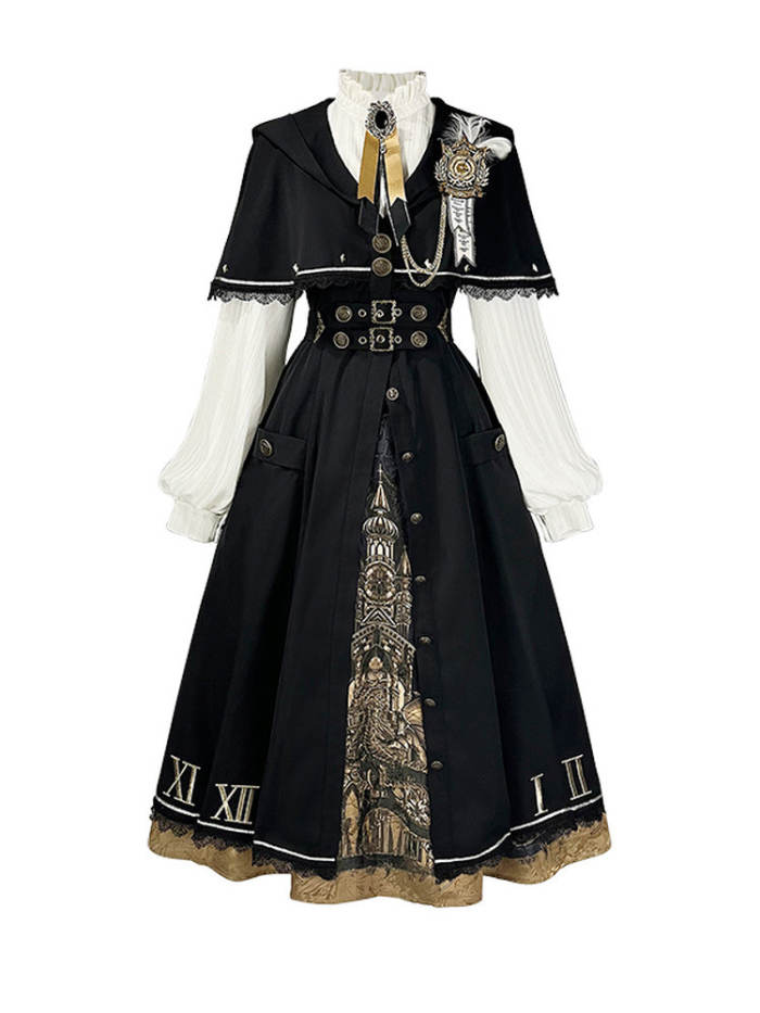 Unchartde Stars The Night Patrol Bell Classic Lolita Skirt, Blouse and Coat