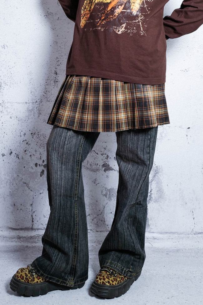 Bizzcut Club Subculture Layering Plaid Skirt Jirai Kei Clothing