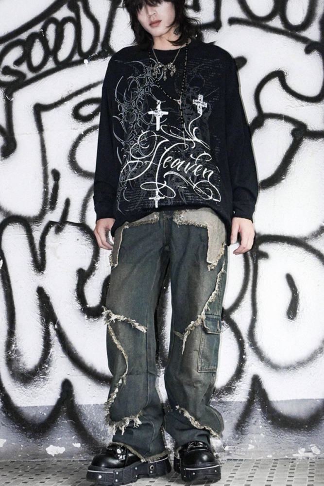 Bizzcut Club Belief Totem Rock Dark Punk Long Sleeve T shirt Jirai Kei Fashion