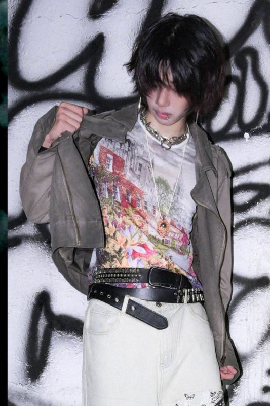 Bizzcut Club Punk Subculture Retro Grey Jacket Jirai Kei Fashion