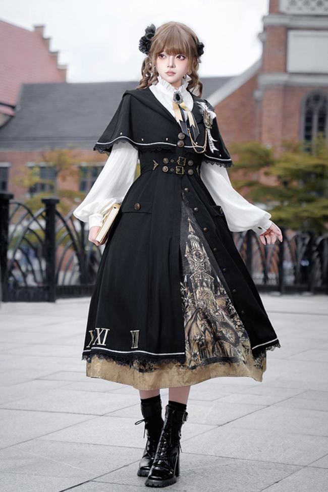 Unchartde Stars The Night Patrol Bell Classic Lolita Skirt, Blouse and Coat