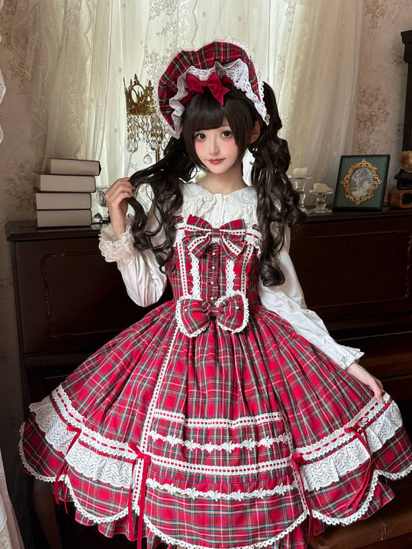 Miss Point ~Petal Rabbit~ Retro Plaid Lolita Jumper Dress