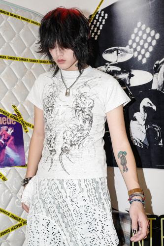 Bizzcut Club Totem Code Subculture Dark Gothic Slim T-shirt Jirai Kei Fashion